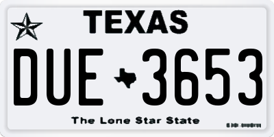 TX license plate DUE3653
