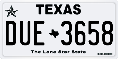 TX license plate DUE3658