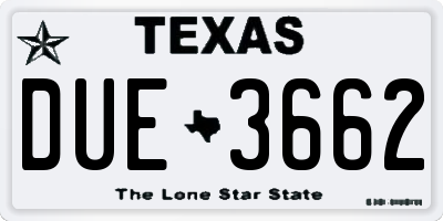 TX license plate DUE3662