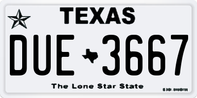 TX license plate DUE3667