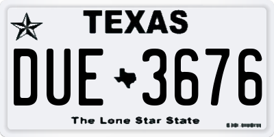 TX license plate DUE3676