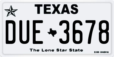 TX license plate DUE3678