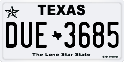 TX license plate DUE3685