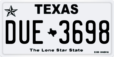 TX license plate DUE3698