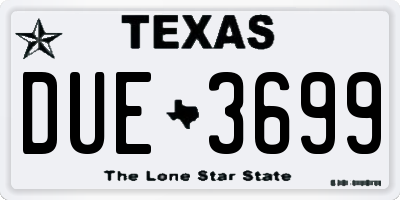 TX license plate DUE3699