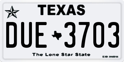 TX license plate DUE3703