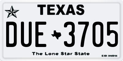 TX license plate DUE3705