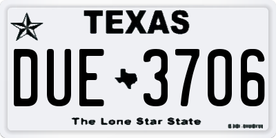 TX license plate DUE3706