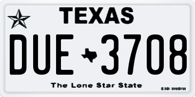 TX license plate DUE3708