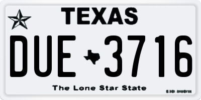 TX license plate DUE3716