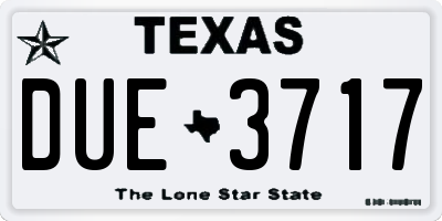 TX license plate DUE3717