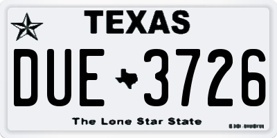 TX license plate DUE3726