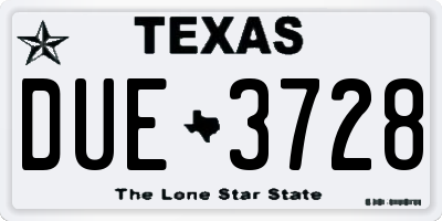 TX license plate DUE3728
