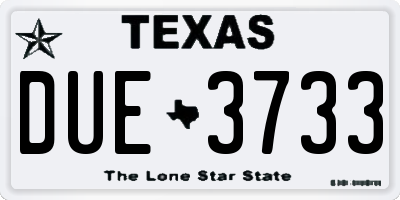 TX license plate DUE3733