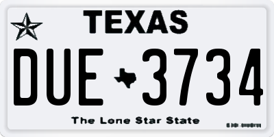 TX license plate DUE3734