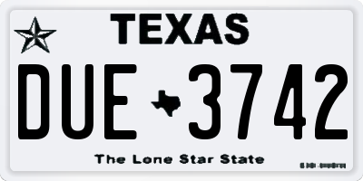 TX license plate DUE3742