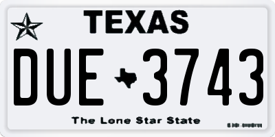 TX license plate DUE3743