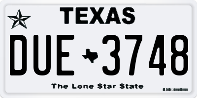 TX license plate DUE3748