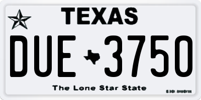TX license plate DUE3750