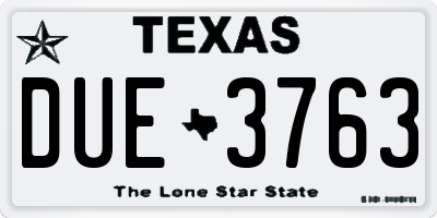 TX license plate DUE3763