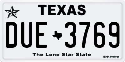TX license plate DUE3769