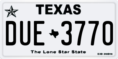 TX license plate DUE3770