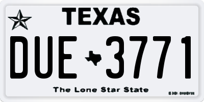 TX license plate DUE3771