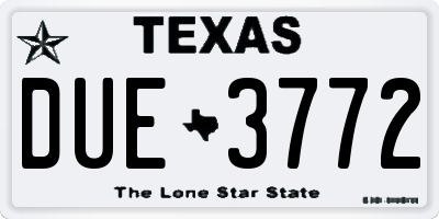 TX license plate DUE3772
