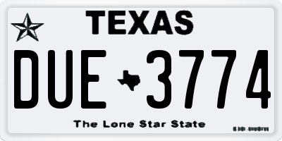 TX license plate DUE3774