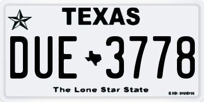 TX license plate DUE3778