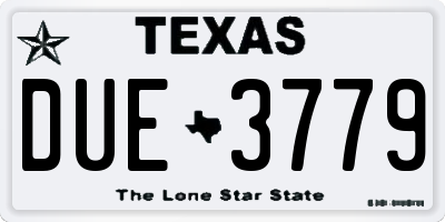 TX license plate DUE3779