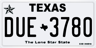 TX license plate DUE3780