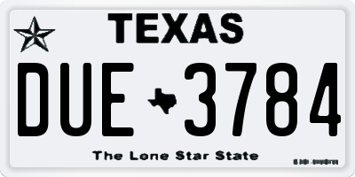 TX license plate DUE3784