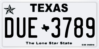 TX license plate DUE3789
