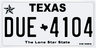 TX license plate DUE4104