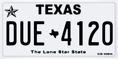 TX license plate DUE4120