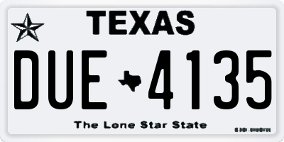 TX license plate DUE4135