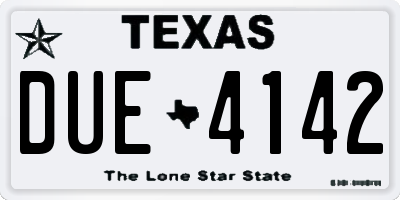 TX license plate DUE4142