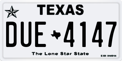 TX license plate DUE4147