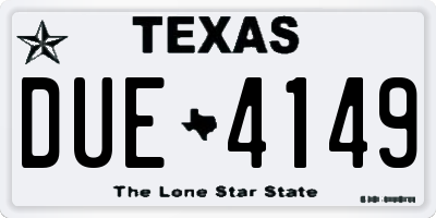 TX license plate DUE4149