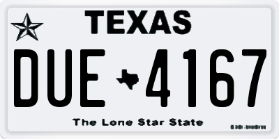 TX license plate DUE4167