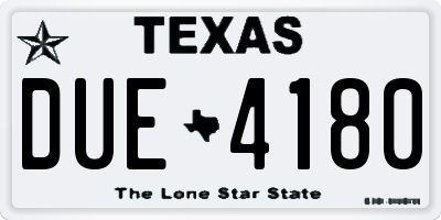 TX license plate DUE4180