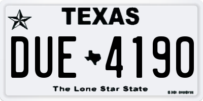 TX license plate DUE4190