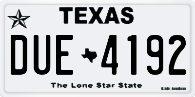 TX license plate DUE4192
