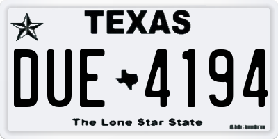 TX license plate DUE4194