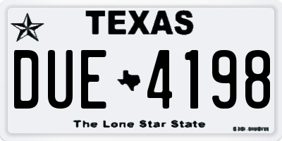 TX license plate DUE4198
