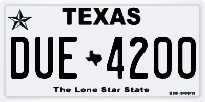 TX license plate DUE4200
