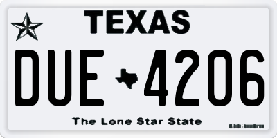 TX license plate DUE4206