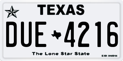 TX license plate DUE4216
