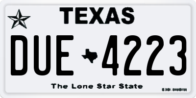TX license plate DUE4223